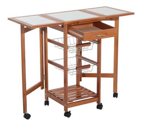 Carrito De Cocina Teja Portátil Plegable Top Drop