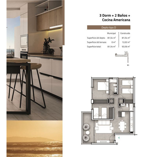 Departamento En Venta De 3 Dorm.2 Baños Playa En La Serena