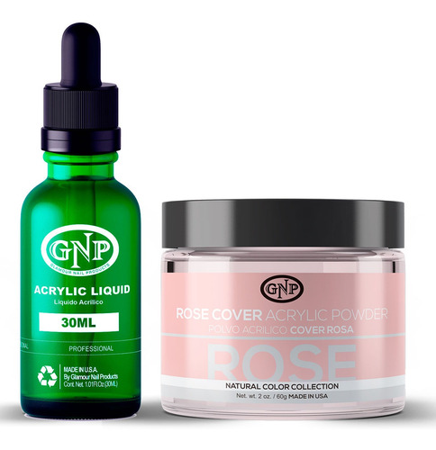 Cover Gnp Rose 60gr. + Líquido Acrílico Gnp 30ml