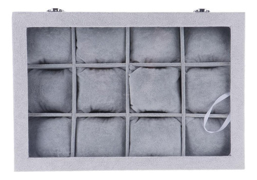 Caja Bandeja De 12 Compartimientos Con Cojín Para Pulseras