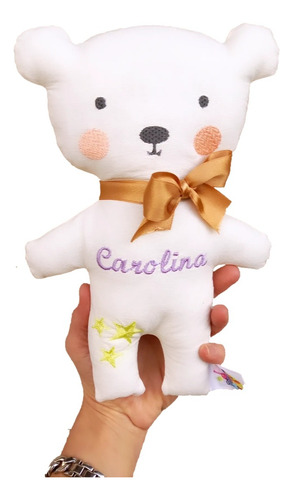Muñeco Apego Oso + Bolsa Personalizado Nombre Montessori