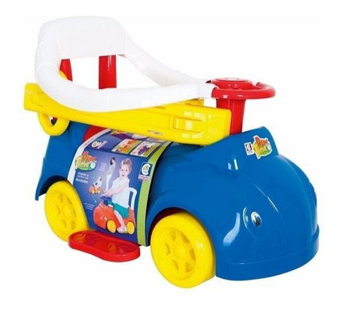 Imagem 2 de 5 de Carrinho Andador Azul C/ Empurrador E Porta Treco - Cotiplás