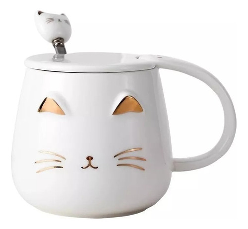 Taza Mug Gato Con Cuchara Tazón  Café Té 