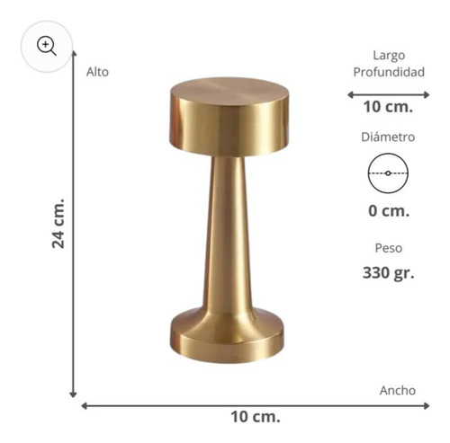Lampara De Mesa Touch Led Recargable Usb C