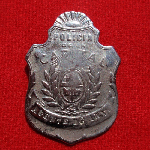 Antigua Placa De Policia De 1903 Agente De Investigaciones 