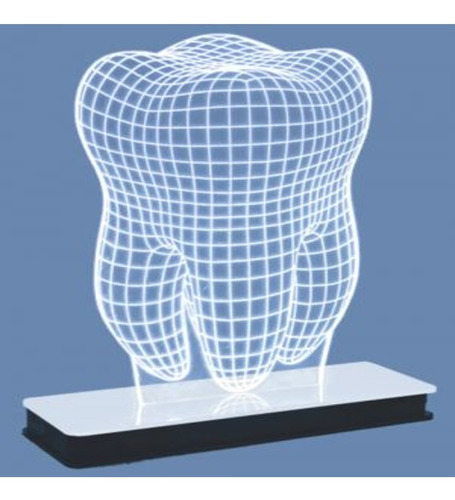 Imagem 2 de 2 de Abajour Decorativo 3d Led Modelo Dente 1 Unidade