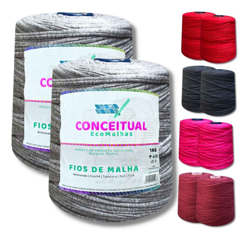 Kit 2 Fio De Malha Residual Conceitual 1kg Crochê Artesanato