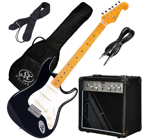 Guitarra Electrica Sx Rock + Ampli 10w + Accesorios