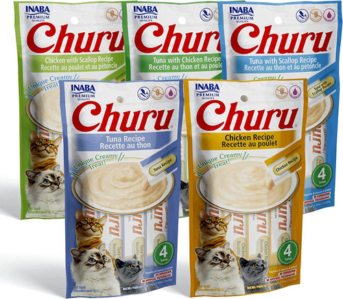 Inaba - Puré Cremoso Para Gatos Ciao Churu 20 Paq 5 Sabores