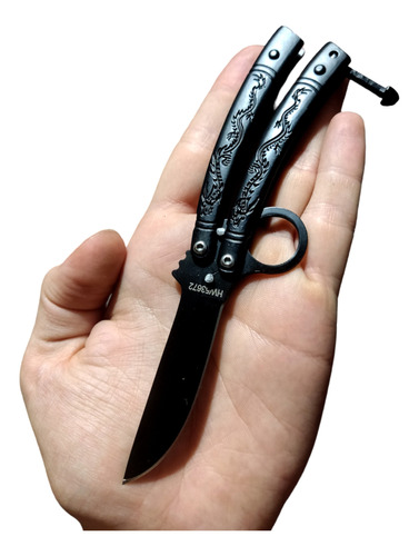 Navaja Mariposa Balisong Small Black Dragon Clip Butterfly