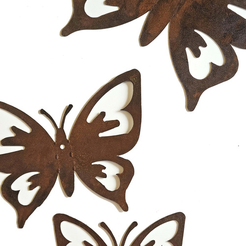 Aplique De Pared Metálico Mariposa Oxido Set X 3