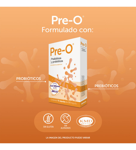 Pre-o Prebióticos Y Probióticos 15 Capsulas Sabor Sin Sabor