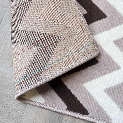 Imagen 5 de 6 de Alfombra Carpeta Moderna Zig Zag Costado Cama 50x80 Tierra