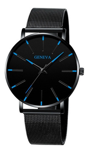 Relógio Masculino Geneva Executivo Analógico Fino Malha Luxo