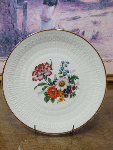 Antiguo Plato De Porcelana Verbano Flores Varias