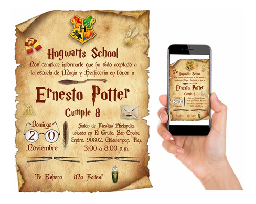 Invitación Digital Harry Potter, Cumpleaños