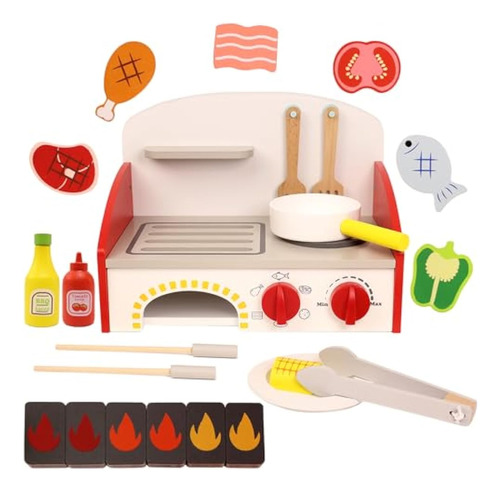 Osettoys Juego De Cocina De Madera Con Mini Estufa