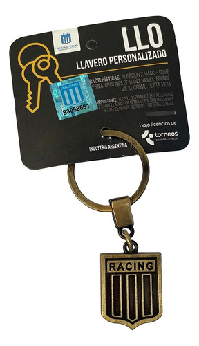 Llavero Racing De Bronce Producto Oficial