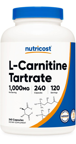 Nutricost Tartrato De L-carnitina 1,000 Mg, 240 Cápsulas -.