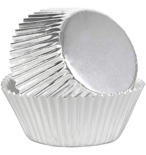 Capacillos Metalizados Plateados N°5 Para Cupcakes 100 Pzas