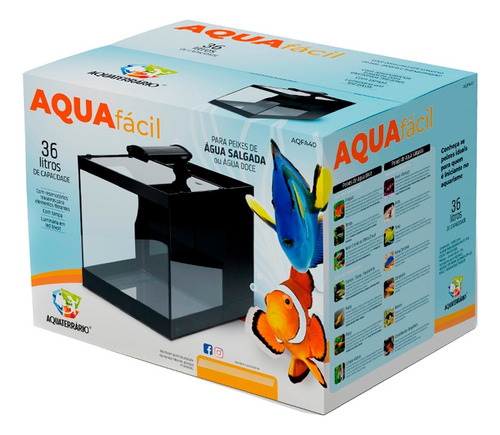 Aquário P/ Peixes Sump Led Água Doce Salgada Aquafácil 36l Cor Branco