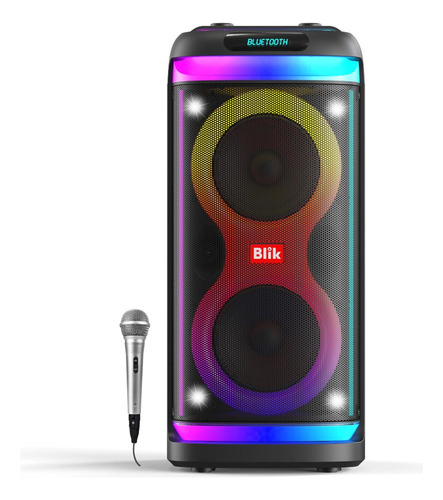 Parlante Bluetooth Karaoke Blik Lightmax6 Color Negro