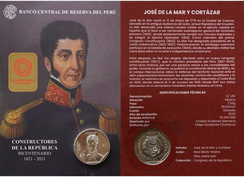 Blister Bicentenario Colección De José De La Mar Y Cortázar