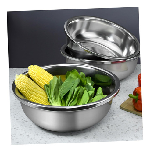 Set 3 Pzs Tazon Bowl 30cm Ensaladera Acero Inoxidable Cocina