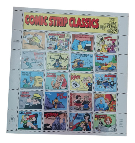 Hoja Estampillas Tema Comics Clasicos 1995