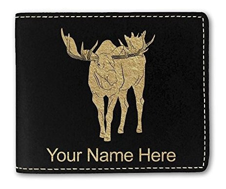 Faux Leather Wallet, Moose, Personalized Engraving Nfz23