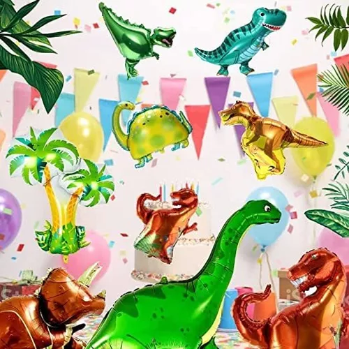 Globos de dinosaurio para bebé, suministros de fiesta de dinosaurios,  fiesta temática de dinosaurios, globos de aluminio Mylar helio de la selva  para