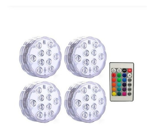 Luz Led Multicolor, Sumergible, Control Remoto Colores X4