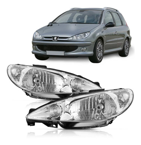 Par Farol Peugeot 206 01 02  A 07 08 09 10 Simples Cromado