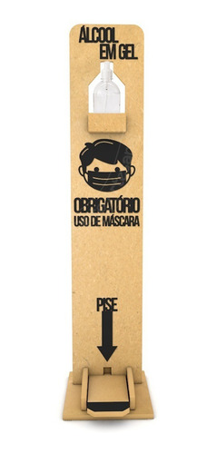 Dispenser Alcool Em Gel Para As Mãos Com Aviso Mascara Obri