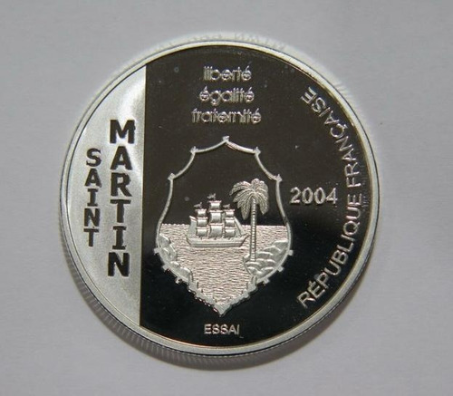 Fk Saint Martin  1. 1/2 Ero 2004  1 Onza .999 Plata Proof 