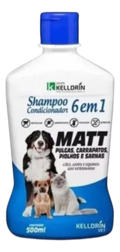 Shampoo Matt 6 Em 1 Anti Pulga Carrapato Piolho Sarna 500ml Branco