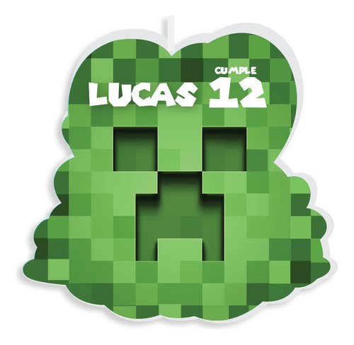 Vela De Cumpleaños Creeper Minecraft Personalizada Niños