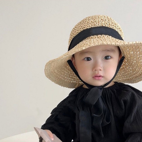 Sombreros De Playa Con Gorra Tejida De Paja (bg) Para Bebés
