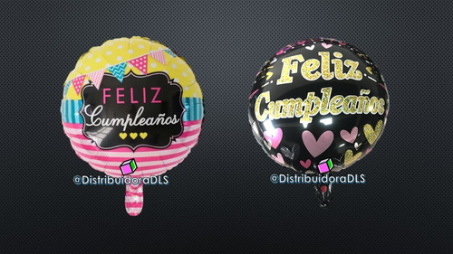 Pack 24 Globos Metálicos Con Varillas Feliz Cumpleaños