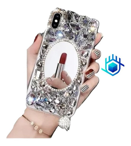 Case Espejo Piedras Colgante iPhone 6 7 8 Plus X Xr Xs Max