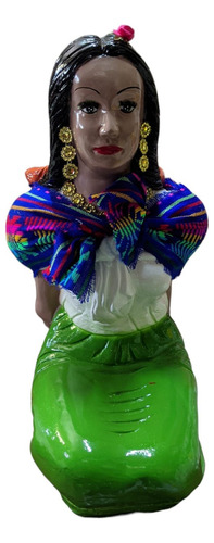 Figura Mujer Indigena Mexicana Con Reboso Ceramica 48 Cm 