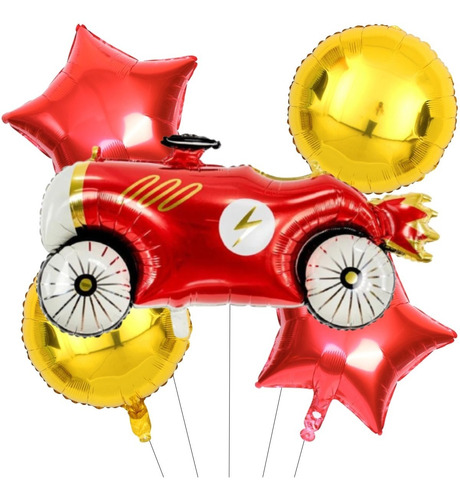 Set Globos Metalizados Auto Carrera Coche Cumpleaños