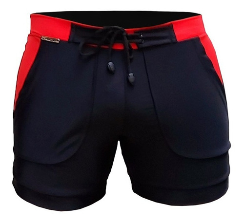 Sunga Bermuda Shorts Grigo Collection Preta E Vermelha