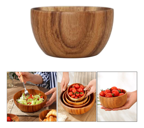 5 Ensaladera De Madera Redonda Cocina Mezcla De Los 8x6cm