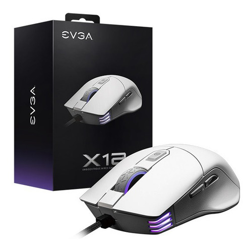 Mouse Evga X12 Gaming Ambidiestro 16k Dpi 8-bot Rgb Blanco