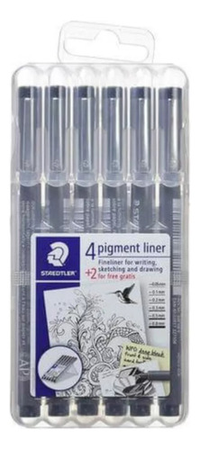 Caneta Staedtler Fineliner Pigment Liner 4 Canetas +2 Gratis