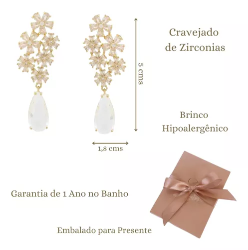 Brinco Gota Semijoias Festa Formatura Casamento Zirconias – Claire Semijoias