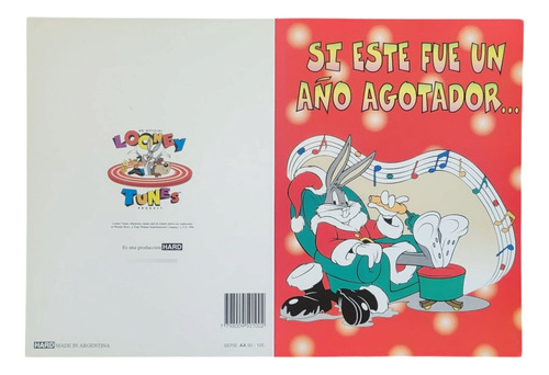 Tarjetas Looney Tunes Original 1996 Regalo Cumple Navidad Bugs Bunny Felices Fiestas