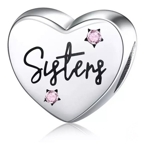 Charm Modelo Sisters Hermana Corazón  De Plata 925 + Regalos