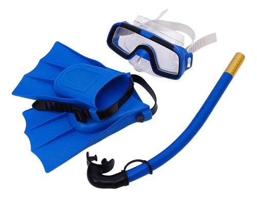 Bx) Swim Kids Snorkel Set Gafas Snorkel Aletas Máscara Azul